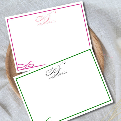 Personalized Floral Note Card Set: Custom Monogram Stationery
