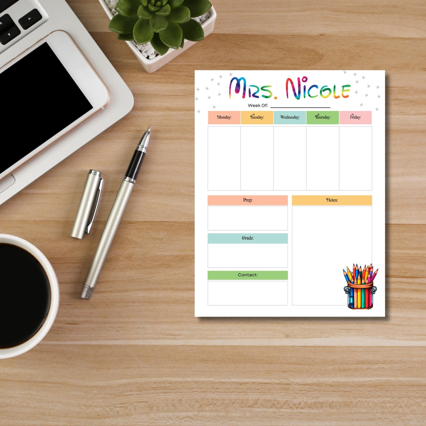 Personalized Teacher To Do List Notepad: School Staff Gift