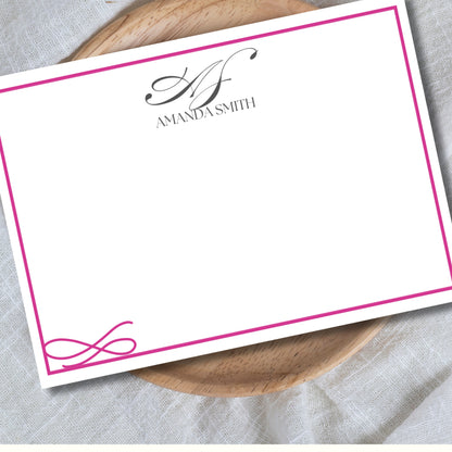 Personalized Floral Note Card Set: Custom Monogram Stationery