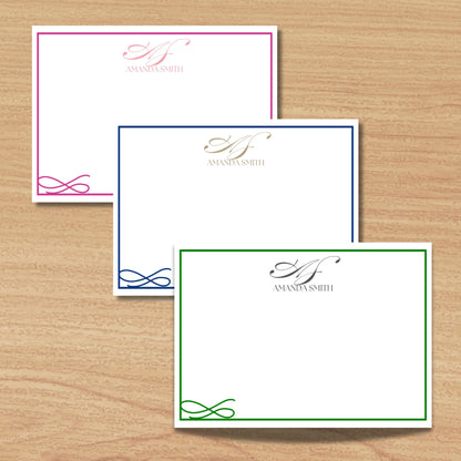 Personalized Floral Note Card Set: Custom Monogram Stationery